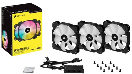 Corsair iCUE SP120 RGB ELITE Triple Pack Black + Lightning Node Core